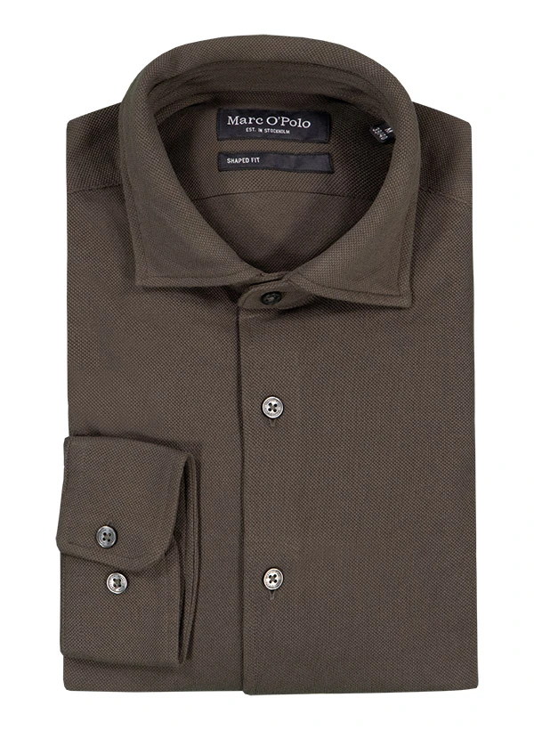 Marc O'Polo, Hemd, Shaped Fit, Bio Baumwoll-Piqué, Copley Brown 3 Marc O'Polo, Hemd, Shaped Fit, Bio Baumwoll-Piqué, Copley Brown