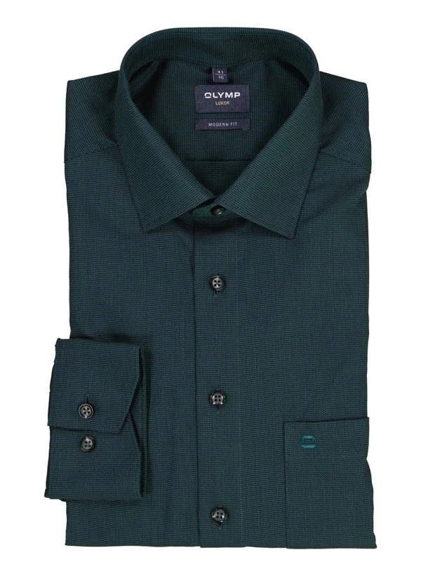 OLYMP, Hemd, Modern Fit, Baumwolle, Tannengrün 3 OLYMP, Hemd, Modern Fit, Baumwolle, Tannengrün