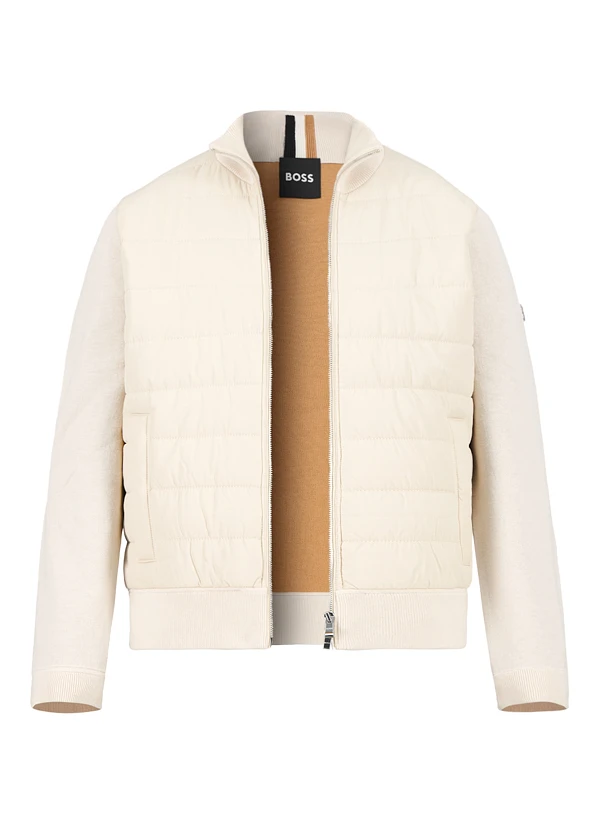 BOSS Black, Strickblouson Hernesto, Baumwolle-Wolle Wattiert, Ecru 3 BOSS Black, Strickblouson Hernesto, Baumwolle-Wolle Wattiert, Ecru