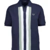 Fred Perry, Kurzarmhemd, Baumwoll-Piquè, Dunkelblau Gestreift -Herrenausstatter Geschaft 452079 norm