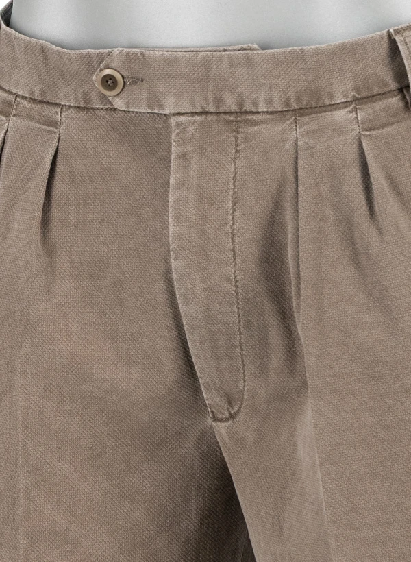 Alberto, Bundfaltenhose Ted, Wide Fit, Baumwoll-Stretch, Cropped, Braun Meliert 7 Alberto, Bundfaltenhose Ted, Wide Fit, Baumwoll-Stretch, Cropped, Braun Meliert – Bild 5