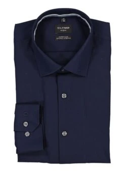 OLYMP, Hemd, Super Slim Fit, Baumwolle, Tintenblau