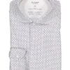 OLYMP, Hemd, Body Fit, Jersey Geruchshemmend, Weiß-blau Gemustert -Herrenausstatter Geschaft 452166 norm