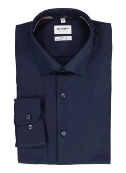 OLYMP, Hemd, Body Fit, Baumwolle, Tintenblau