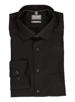 OLYMP, Hemd, Comfort Fit, Baumwolle, Schwarz