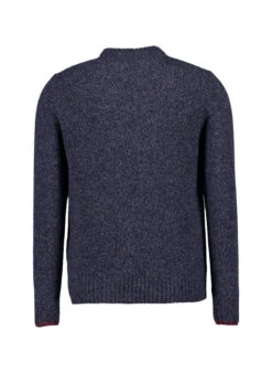 MAERZ Muenchen, Pullover, Merinowolle Extrafein, Navy Meliert -Herrenausstatter Geschaft 452329 norm2