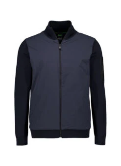 BOSS Green, Sweatjacke Momentum, Wolle-Mikrofaser, Dunkelblau