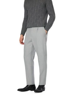 BOSS Black, Bundfaltenhose Perin, Mikrofaser, Hellgrau Meliert