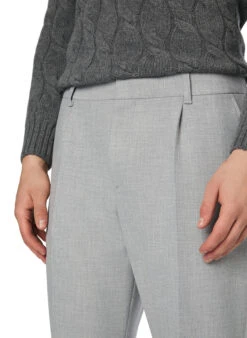 BOSS Black, Bundfaltenhose Perin, Mikrofaser, Hellgrau Meliert -Herrenausstatter Geschaft 452556 norm3