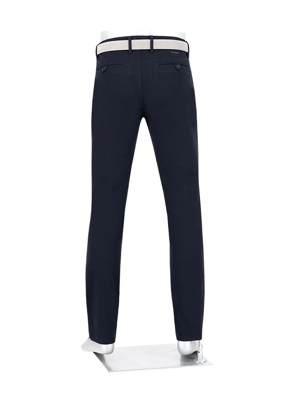 Alberto, Chino Lou, Regular Fit, Baumwolle, Navy Meliert 5 Alberto, Chino Lou, Regular Fit, Baumwolle, Navy Meliert – Bild 4