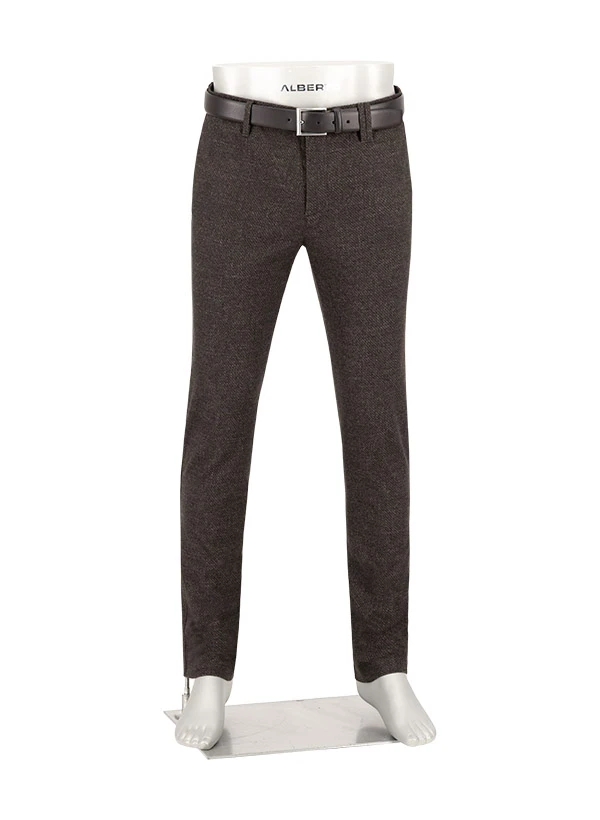 Alberto, Hose Rob, Slim Fit, Jersey, Mokka-salbei-beige Gemustert 3 Alberto, Hose Rob, Slim Fit, Jersey, Mokka-salbei-beige Gemustert