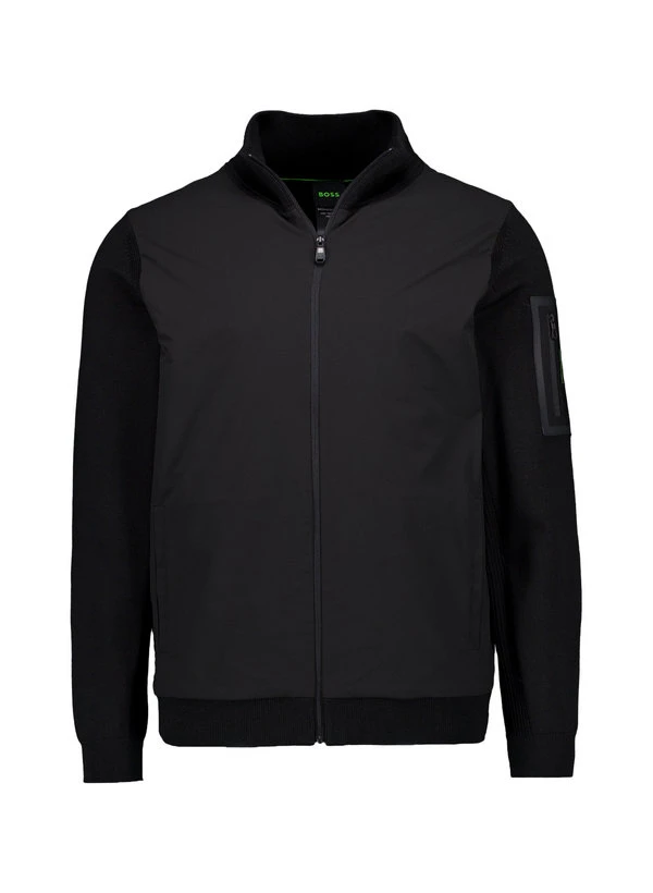 BOSS Green, Sweatjacke Momentum, Wolle-Mikrofaser, Schwarz 3 BOSS Green, Sweatjacke Momentum, Wolle-Mikrofaser, Schwarz